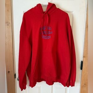 H&M Red Relaxed-Fit Hoodie Oversized Embroidered Detail Women's Men's